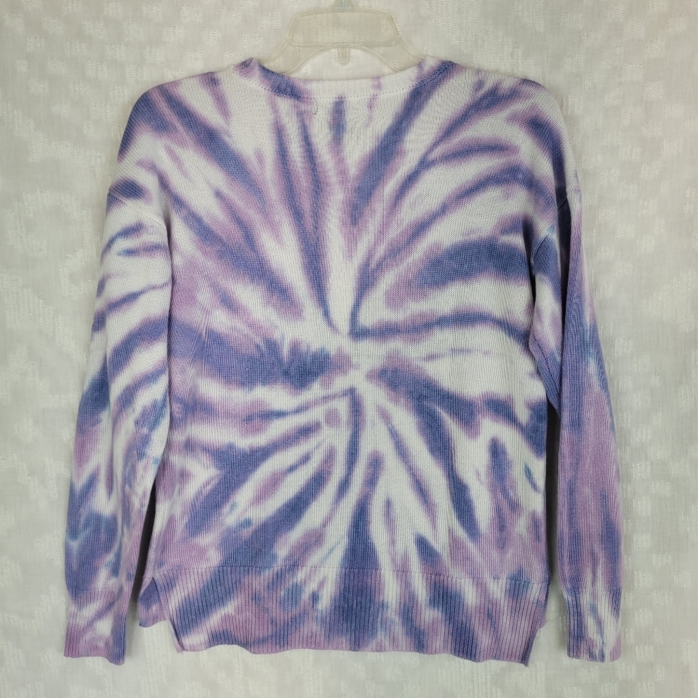 Design History White Purple Swirl Tie Dye crew neck sweater long sleeve party S - Picture 2 of 8